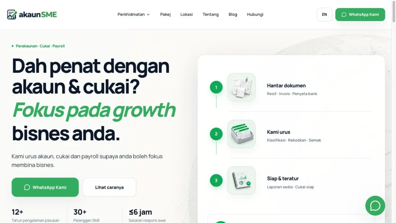 AkaunSME website homepage screenshot