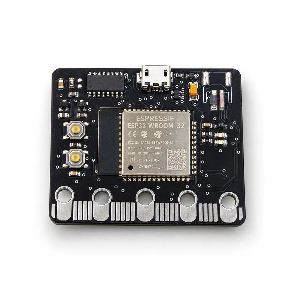 ESP32 board Microbit Form Factor PCB on a white background